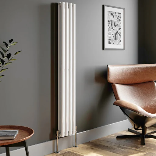 DuraTherm Vertical Oval Tube Double Panel Designer Radiator - 1600 X 240mm White - Image 3