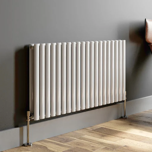 DuraTherm Horizontal Oval Tube Double Panel Designer Radiator - 600 X 1200mm White - Image 3