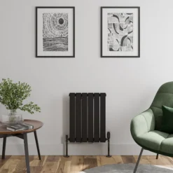 DuraTherm Horizontal Single Flat Panel Designer Radiator - 600 X 456mm Black