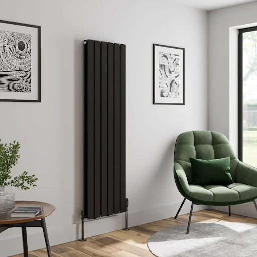 DuraTherm Vertical Double Flat Panel Designer Radiator - 1600 X 456mm Black - Image 2