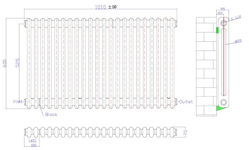 Park Lane Traditional Colosseum Double Bar Column Radiator Anthracite 600 X 1010mm - Image 4