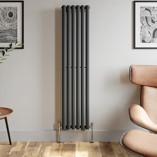 DuraTherm Vertical Oval Tube Single Panel Designer Radiator - 1600 X 360mm Anthracite - Image 4