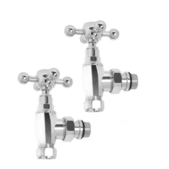 Ultraheat 15mm Traditional Cross Head Angled Manual Radiator Valve And Lockshield Pack - Chrome - TLB850C