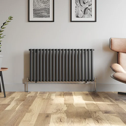 DuraTherm Horizontal Oval Tube Single Panel Designer Radiator - 600 X 1200mm Anthracite - Image 2