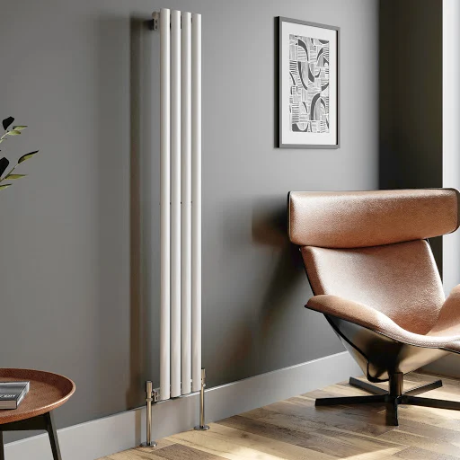 DuraTherm Vertical Oval Tube Single Panel Designer Radiator - 1600 X 240mm White - Image 3