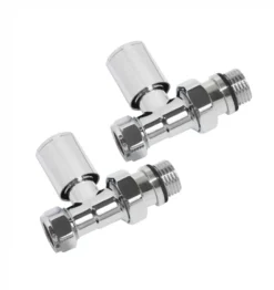 Discount Round Straight Manual Radiator Valve And Lockshield Pack 15mm Chrome - CYL851C