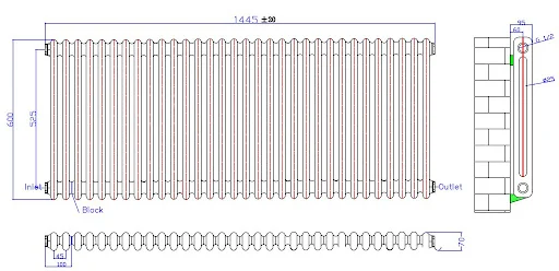 Park Lane Traditional Colosseum Double Bar Column Radiator White 600 X 1460mm - Image 4