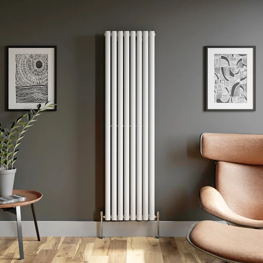 DuraTherm Vertical Oval Tube Single Panel Designer Radiator - 1800 X 480mm White - Image 2