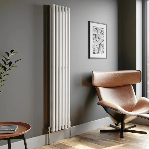 DuraTherm Vertical Oval Tube Double Panel Designer Radiator - 1800 X 360mm White - Image 3