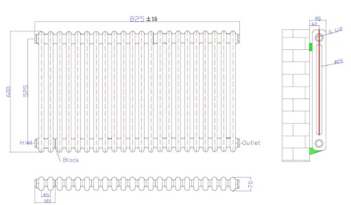 Park Lane Traditional Colosseum Double Bar Column Radiator White 600 X 830mm - Image 4