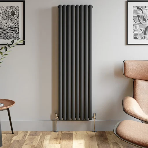 DuraTherm Vertical Oval Tube Double Panel Designer Radiator - 1600 X 480mm Anthracite - Image 4