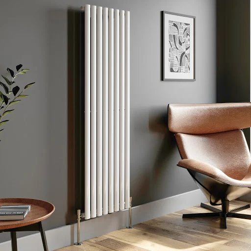 DuraTherm Vertical Oval Tube Single Panel Designer Radiator - 1600 X 480mm White - Image 3