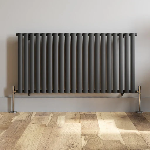 DuraTherm Horizontal Oval Tube Single Panel Designer Radiator - 600 X 1200mm Anthracite - Image 4