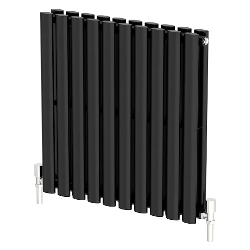 DuraTherm Horizontal Oval Tube Double Panel Designer Radiator - 600 X 600mm Black - Image 3