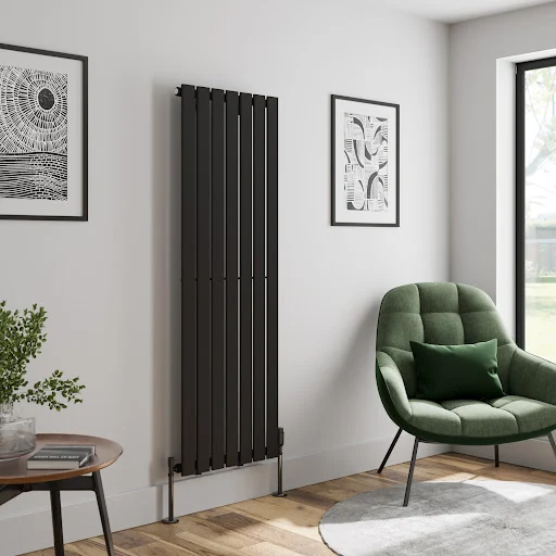 DuraTherm Vertical Single Flat Panel Designer Radiator - 1600 X 528mm Black - Image 2