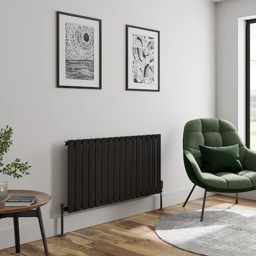 DuraTherm Horizontal Single Flat Panel Designer Radiator - 600 X 1212mm Black - Image 2