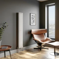 DuraTherm Vertical Oval Tube Double Panel Designer Radiator - 1600 X 240mm White