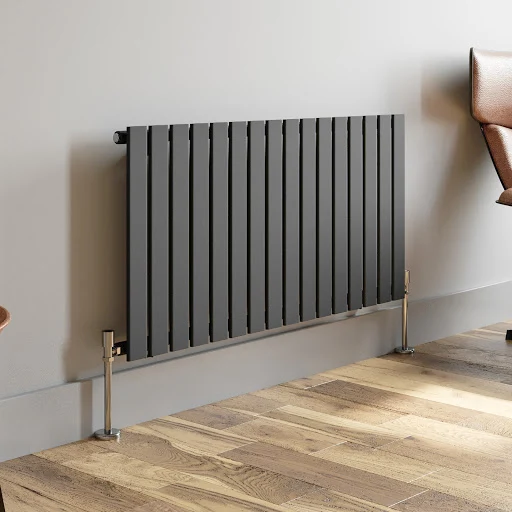 DuraTherm Horizontal Single Flat Panel Designer Radiator - 600 X 1212mm Anthracite - Image 3