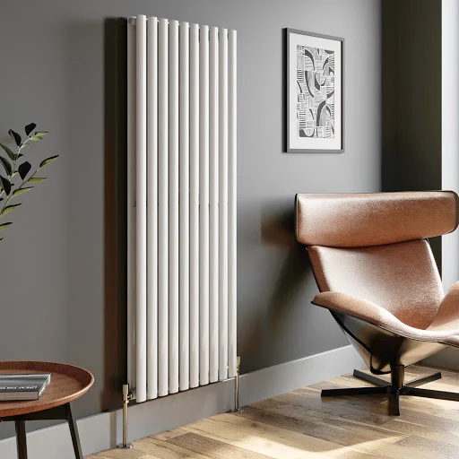 DuraTherm Vertical Oval Tube Double Panel Designer Radiator - 1600 X 600mm White - Image 3