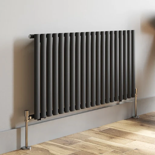 DuraTherm Horizontal Oval Tube Single Panel Designer Radiator - 600 X 1200mm Anthracite - Image 3