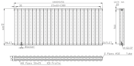 DuraTherm Horizontal Oval Tube Double Panel Designer Radiator - 600 X 1440mm White - Image 7