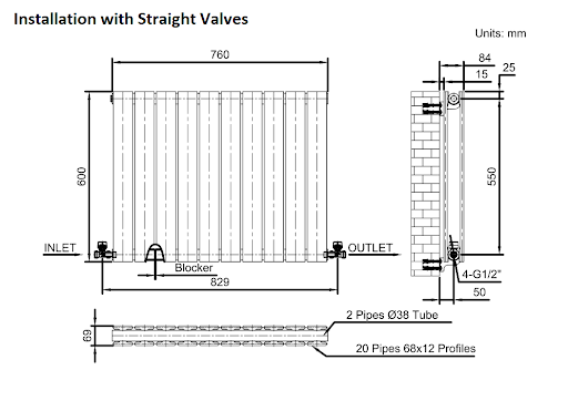 DuraTherm Horizontal Double Flat Panel Designer Radiator - 600 X 760mm White - Image 9