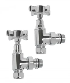 Ultraheat 15mm Cross Head Angled Manual Radiator Valve And Lockshield Pack - Chrome - BCH850C