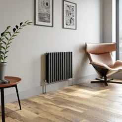 DuraTherm Horizontal Oval Tube Double Panel Designer Radiator - 600 X 780mm Anthracite