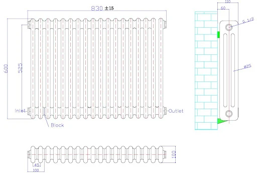 Park Lane Traditional Colosseum Triple Bar Column Radiator White 600 X 830mm - Image 4