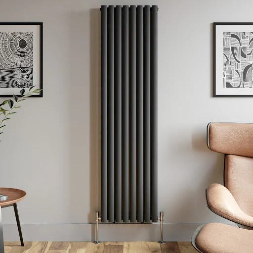 DuraTherm Vertical Oval Tube Double Panel Designer Radiator - 1800 X 480mm Anthracite - Image 4