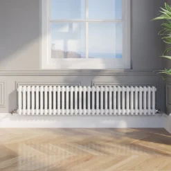 Park Lane Traditional Colosseum Double Bar Column Radiator White 300 X 1460mm