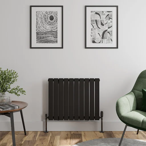 DuraTherm Horizontal Single Flat Panel Designer Radiator - 600 X 756mm Black