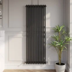 Park Lane Traditional Vertical Colosseum Double Bar Column Radiator Black - 1600 X 560mm
