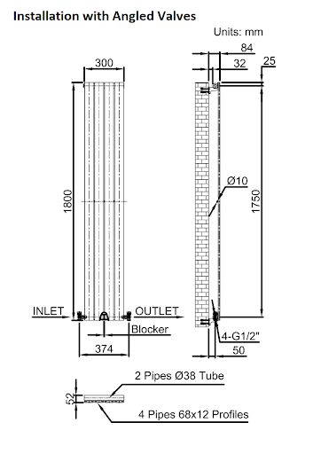 DuraTherm Vertical Single Flat Panel Designer Radiator - 1800 X 300mm Anthracite - Image 9