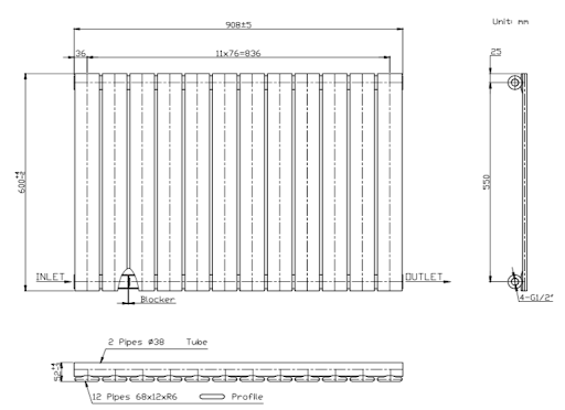 DuraTherm Horizontal Single Flat Panel Designer Radiator - 600 X 908mm Anthracite - Image 7