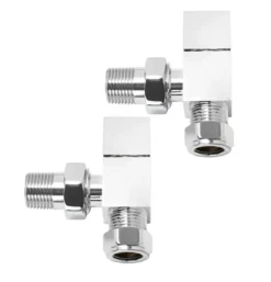 Discount Square Angled Manual Radiator Valve And Lockshield Pack 15mm Chrome - CUL850C