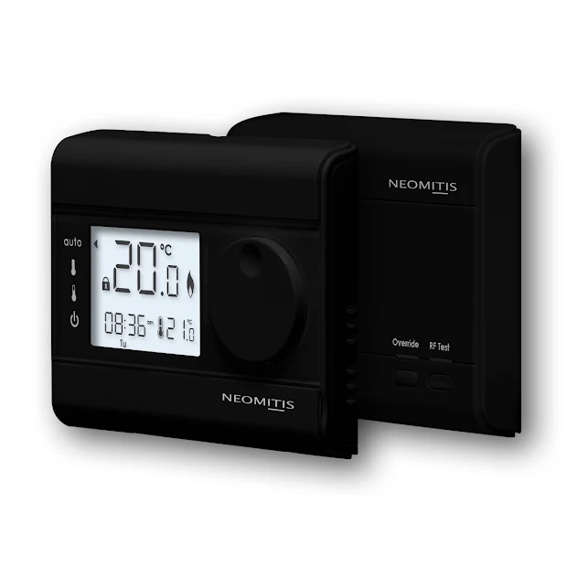 Neomitis Wireless 7 Day Programmable Digital Room Thermostat Black