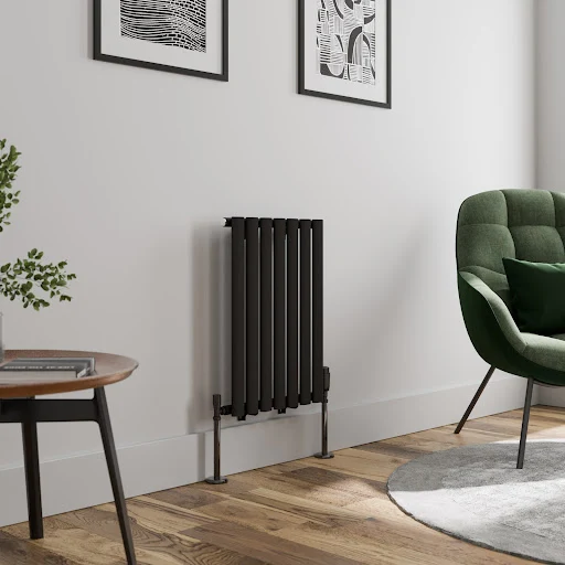 DuraTherm Horizontal Oval Tube Single Panel Designer Radiator - 600 X 420mm Black - Image 2