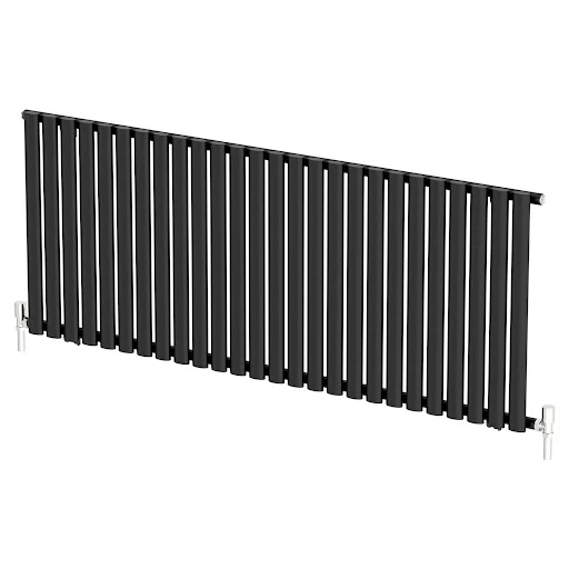DuraTherm Horizontal Oval Tube Single Panel Designer Radiator - 600 X 1560mm Black - Image 3