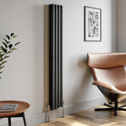 DuraTherm Vertical Oval Tube Double Panel Designer Radiator - 1600 X 240mm Anthracite - Image 3
