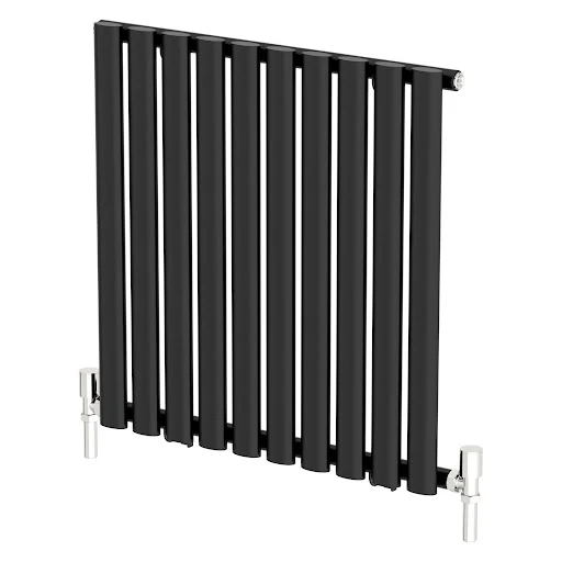 DuraTherm Horizontal Oval Tube Single Panel Designer Radiator - 600 X 600mm Black - Image 3