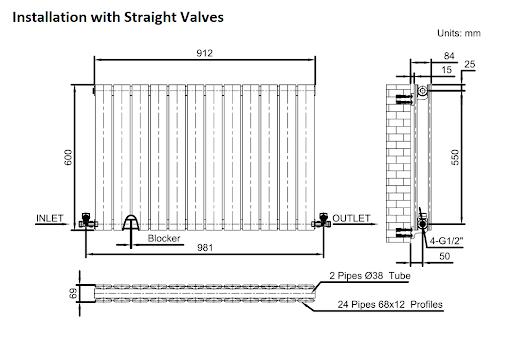 DuraTherm Horizontal Double Flat Panel Designer Radiator - 600 X 912mm White - Image 9