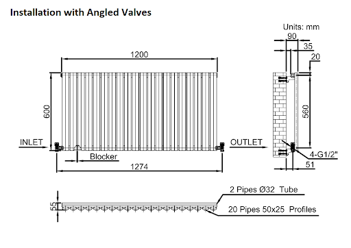 DuraTherm Horizontal Oval Tube Single Panel Designer Radiator - 600 X 1200mm White - Image 10