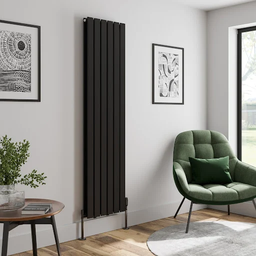 DuraTherm Vertical Double Flat Panel Designer Radiator - 1800 X 456mm Black - Image 2