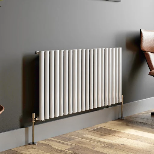 DuraTherm Horizontal Oval Tube Single Panel Designer Radiator - 600 X 1200mm White - Image 3