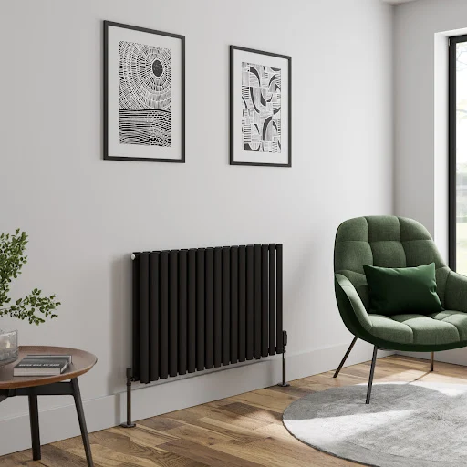 DuraTherm Horizontal Oval Tube Double Panel Designer Radiator - 600 X 1020mm Black - Image 2