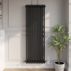 Park Lane Traditional Vertical Colosseum Triple Bar Column Radiator Black - 1600 X 560mm