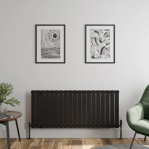DuraTherm Horizontal Single Flat Panel Designer Radiator - 600 X 1440mm Black