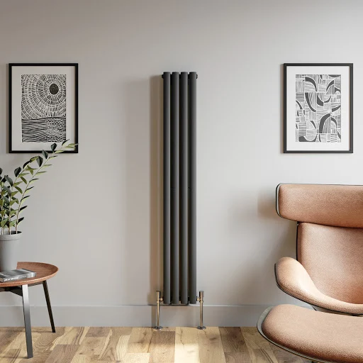 DuraTherm Vertical Oval Tube Double Panel Designer Radiator - 1600 X 240mm Anthracite - Image 2