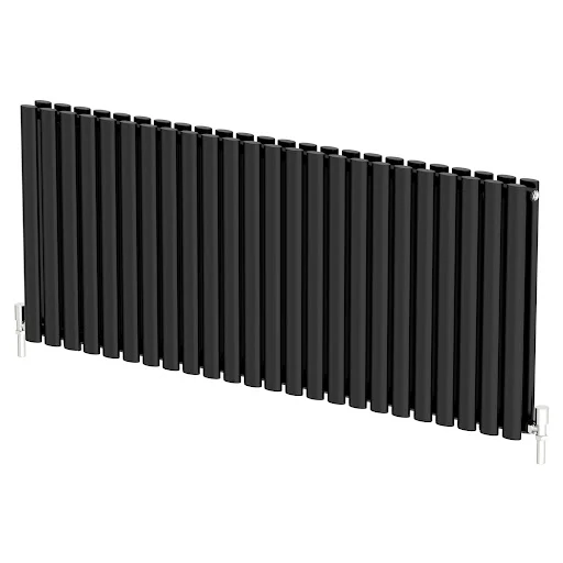 DuraTherm Horizontal Oval Tube Double Panel Designer Radiator - 600 X 1440mm Black - Image 3